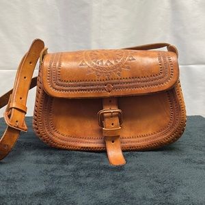 Tooled Leather Crossbody Bag